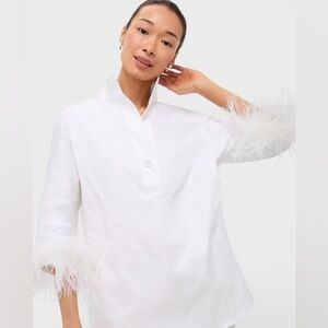 TUCKERNUCK White Feather Willow Blouse Size Small